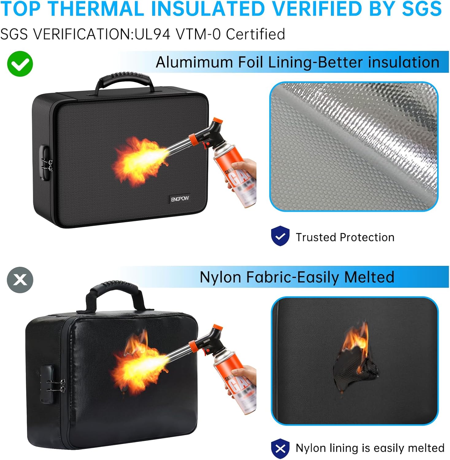 File Organizer Bag with 13 Pocket Accordion File Folder, Fireproof Document Organizer with Lock& Labels,Multi-Layer Portable Home Travel Safe Storage Box for Important Documents,Files and More