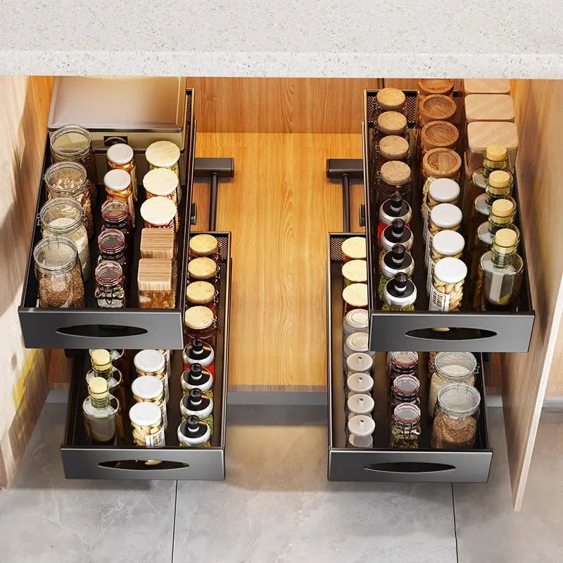 2 Tier Metal Expandable Pull Out Storage Shelf Desktop Organizer Spice Rack under the Sink Rack